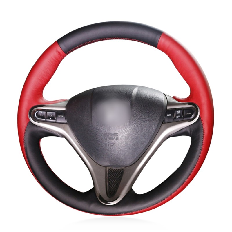 Loncky Auto Custom Fit Oem Black Red Genuine Leather Car Steering Wheel